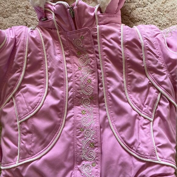 Obermeyer Kids Ski Snow Jacket Detachable Hood Embroidered Pink Size 2T - Picture 2 of 10